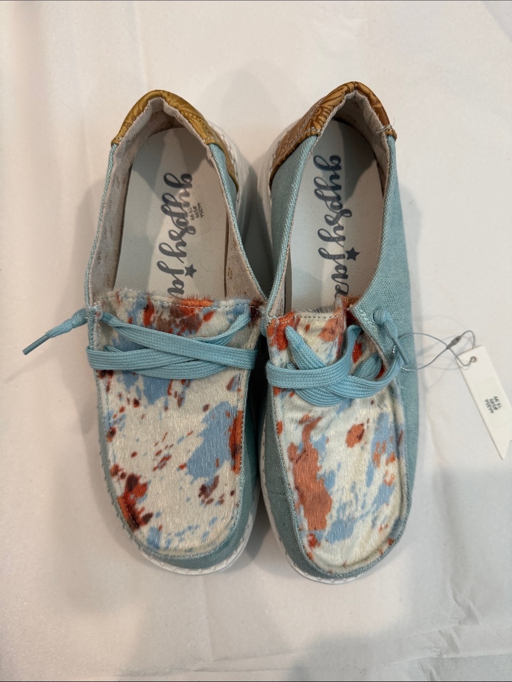 Gypsy Jazz  Light Blue & Rust Speckled Slip-On Sneakers